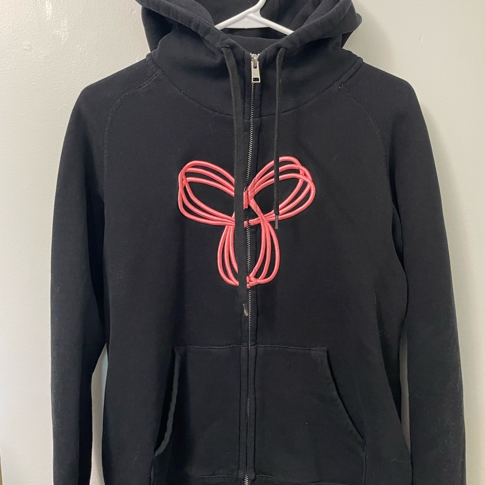 TNA Black Hoodie with White Stripe Trim